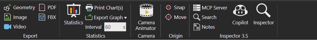 Inspector 3.5 ribbon group on the HOME tab, including the Inspector command